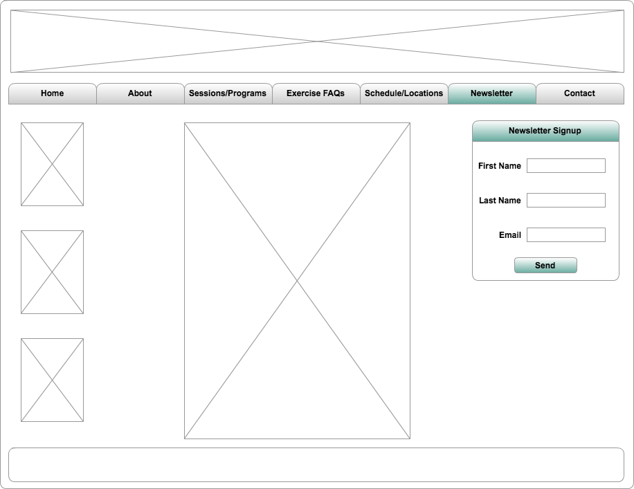 Newsletter Page Wireframe